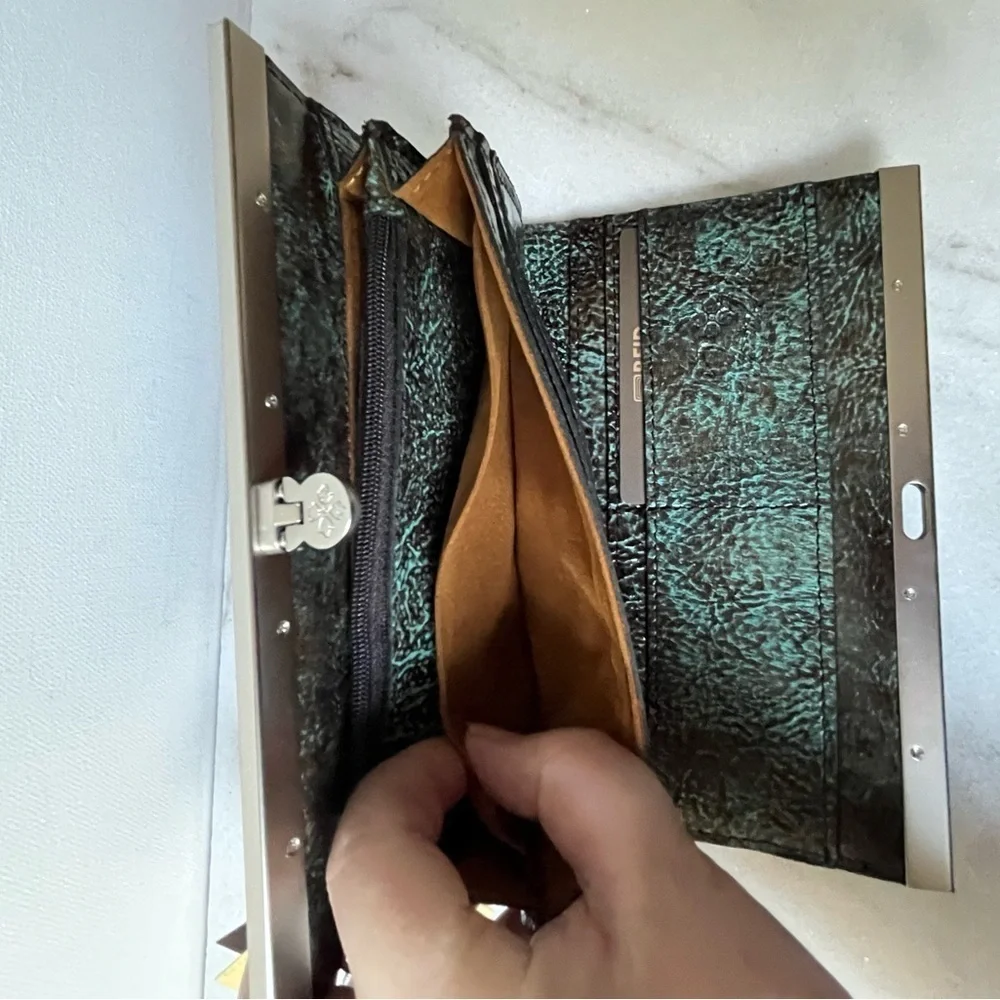 Patricia Nash TOOLED TURQUOISE Leather CAUCHY Wallet $119.00!